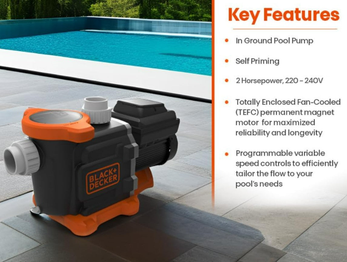 Energy Efficient 2HP Pool Pump | BLACK+DECKER
