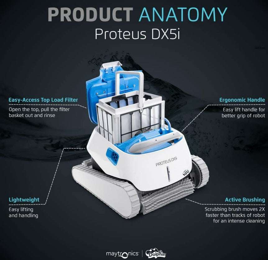 Dolphin Proteus DX5i Wi-Fi Robotic Pool Vacuum Cleaner Pools up to 50 FT