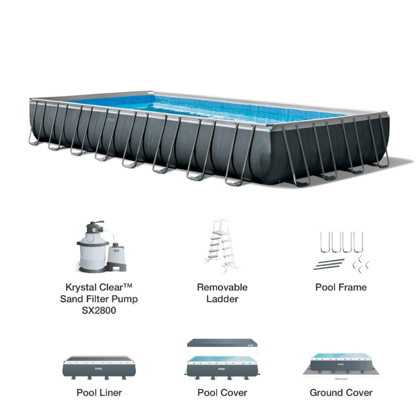 Intex 32x16x52 Ultra XTR Deluxe Rectangular Pool Set w/ Sand Filter