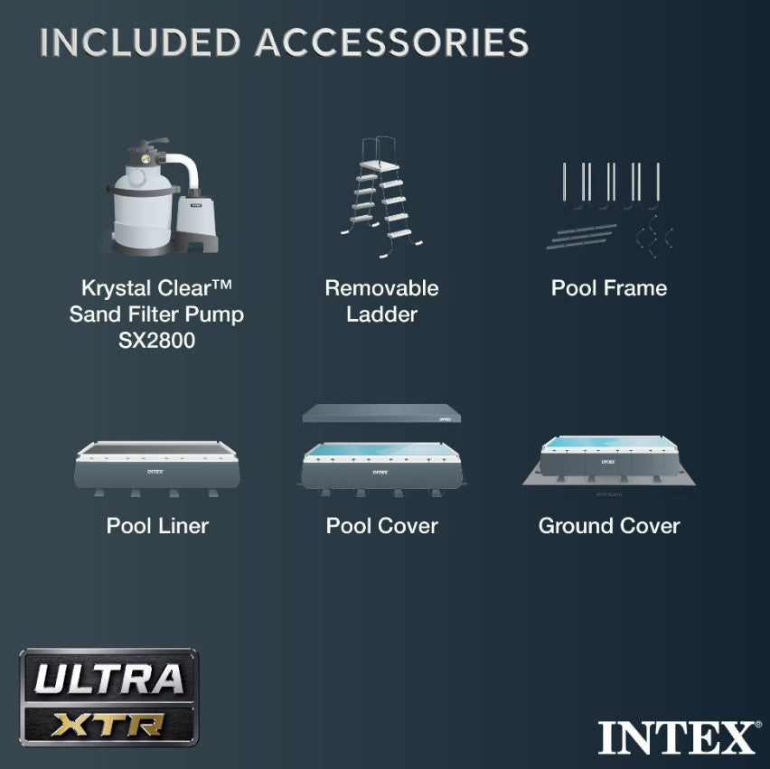 Intex 32x16x52 Ultra XTR Deluxe Rectangular Pool Set w/ Sand Filter