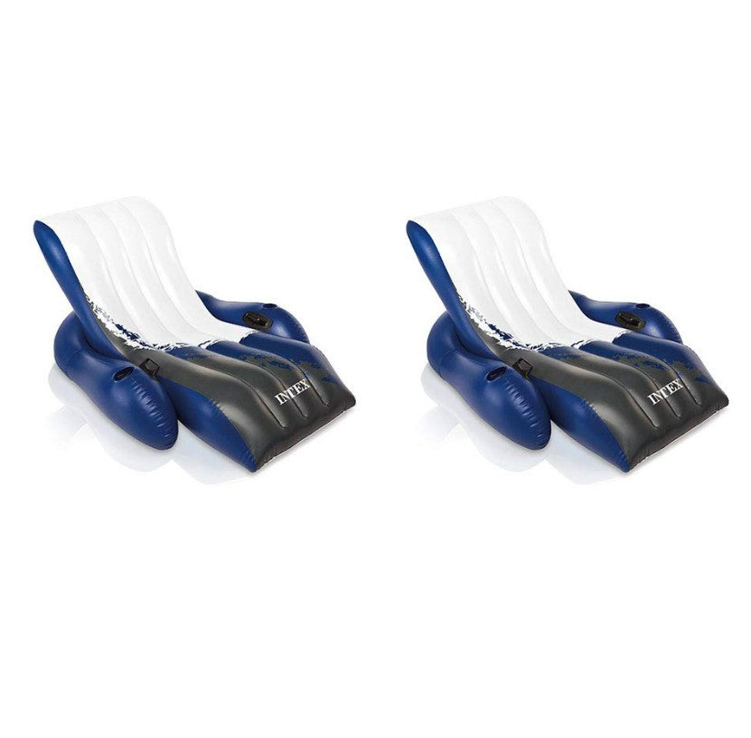 Intex 24ft x 52in Ultra XTR Round Frame Pool, Loungers (2 Pack), Floating Cooler